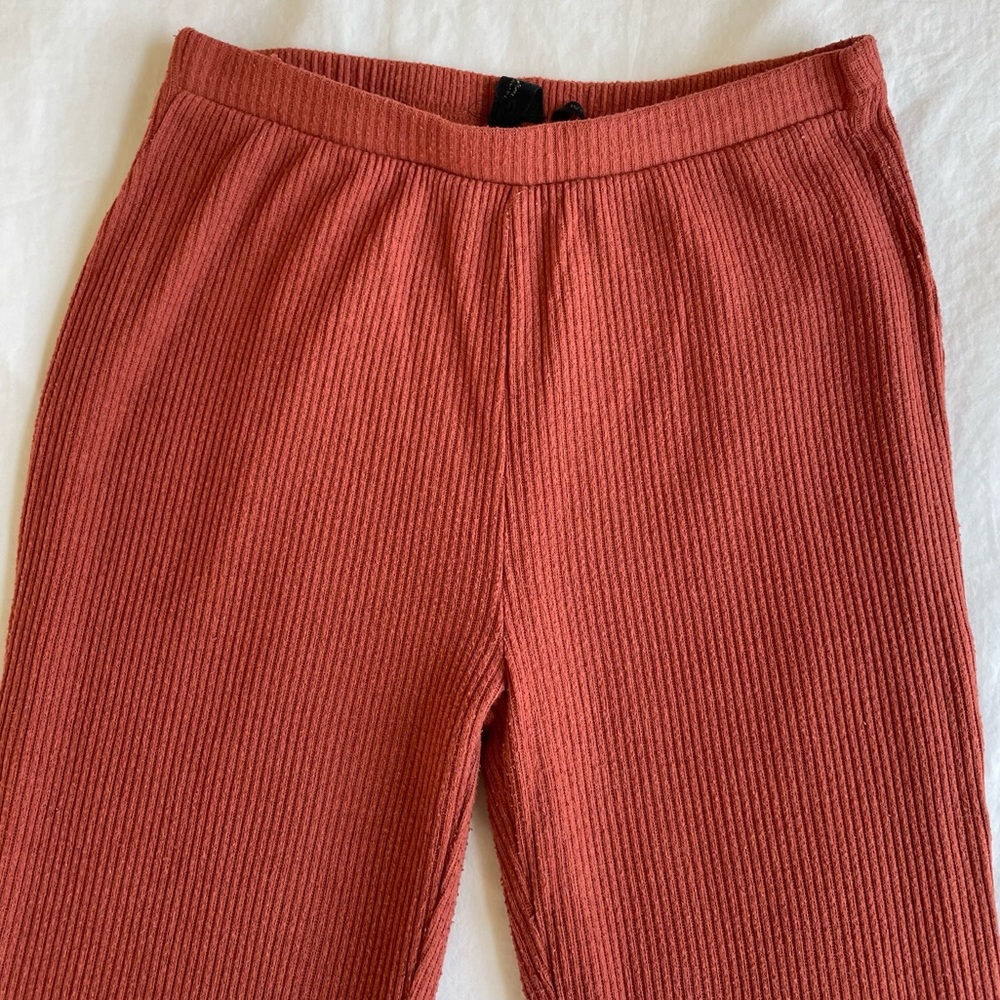 Urban Outfitters Rust Ribbed Flare Pants